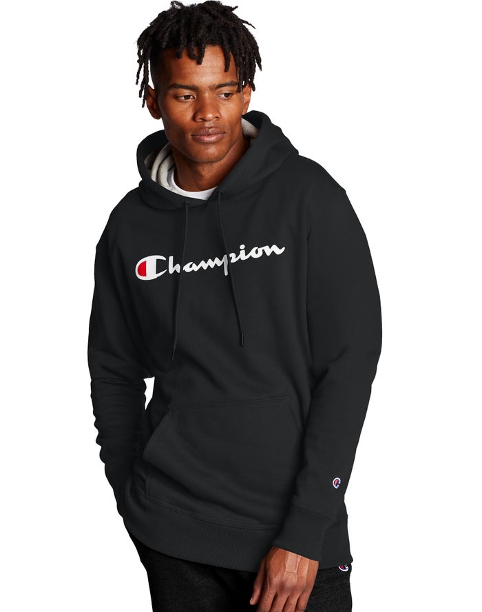 Champion Hoodie Heren - Zwart - Powerblend Script Logo ( 324879-HYW )